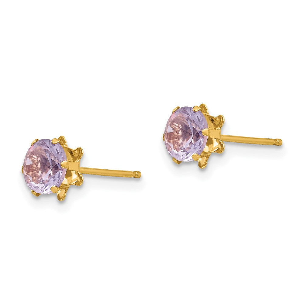 14k Madi K Round CZ February Birthstone Post Earrings