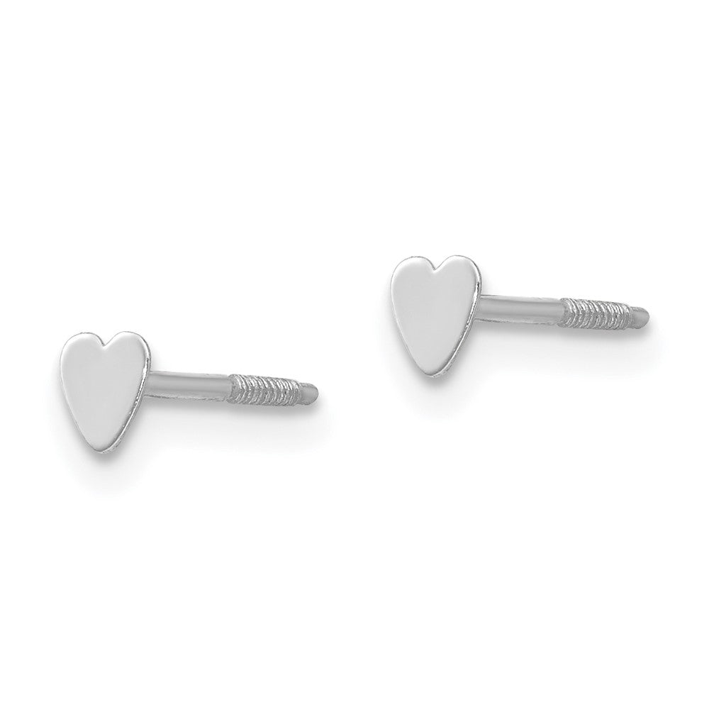 14k White Gold Madi K Tiny Heart Screwback Post Earrings