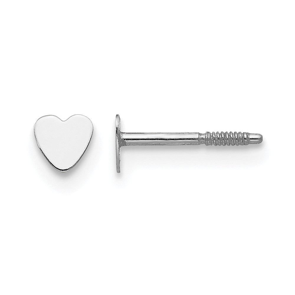 14k White Gold Madi K Tiny Heart Screwback Post Earrings