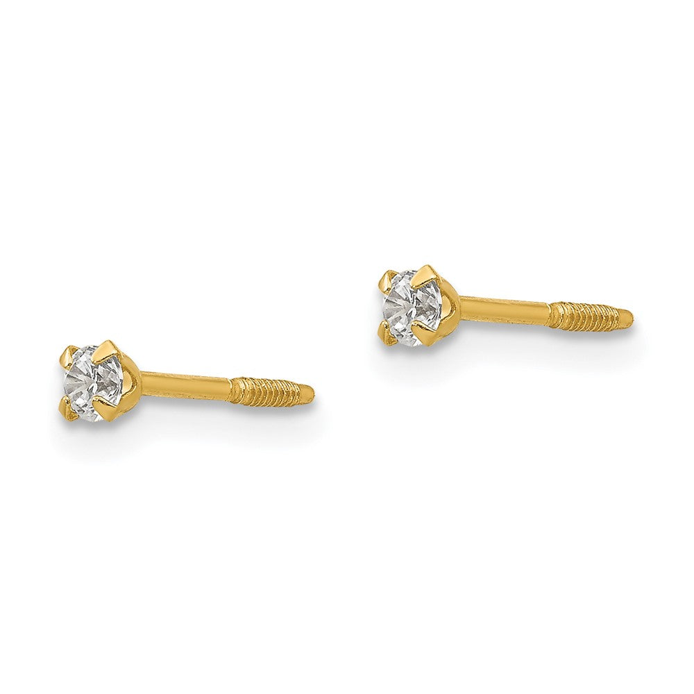 14k Madi K Round CZ Screwback Post Earrings