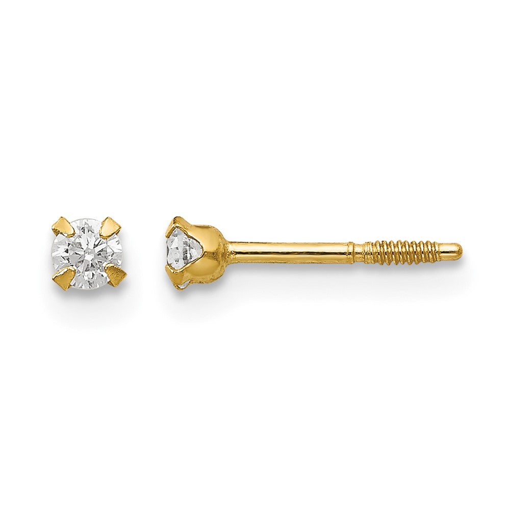 14k Madi K Round CZ Screwback Post Earrings