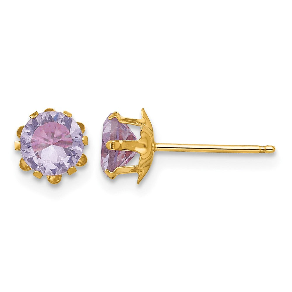 14k Madi K Round CZ February Birthstone Post Earrings