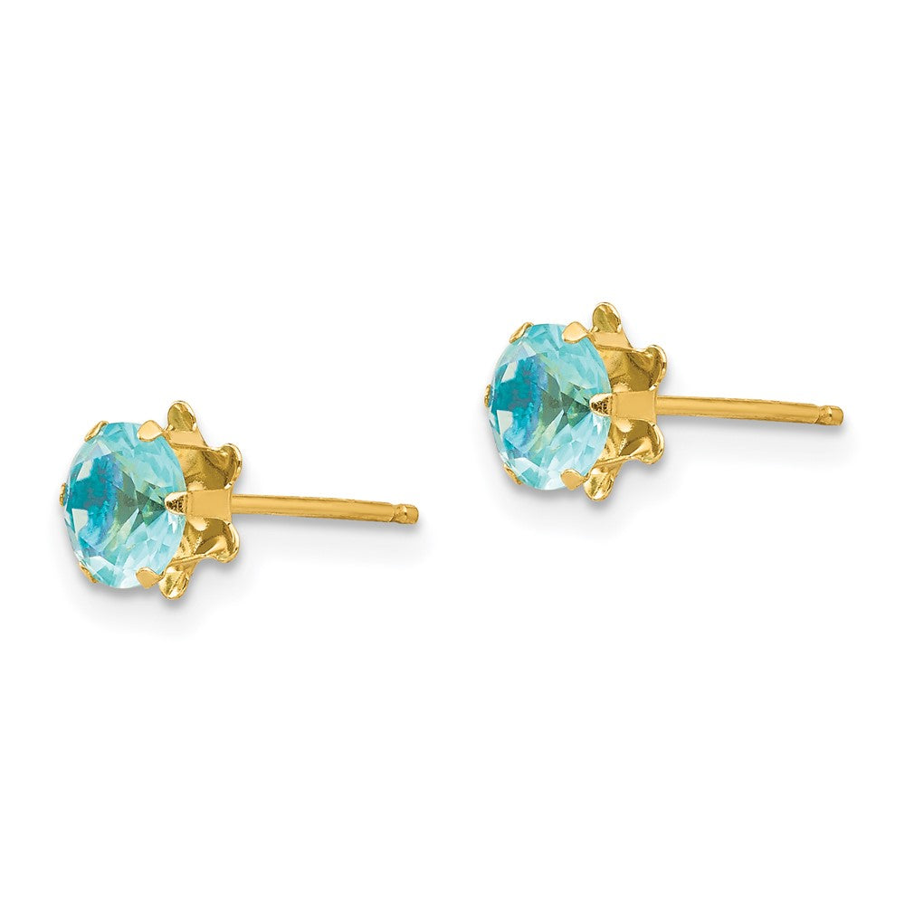 14k Madi K Round CZ March Birthstone Post Earrings