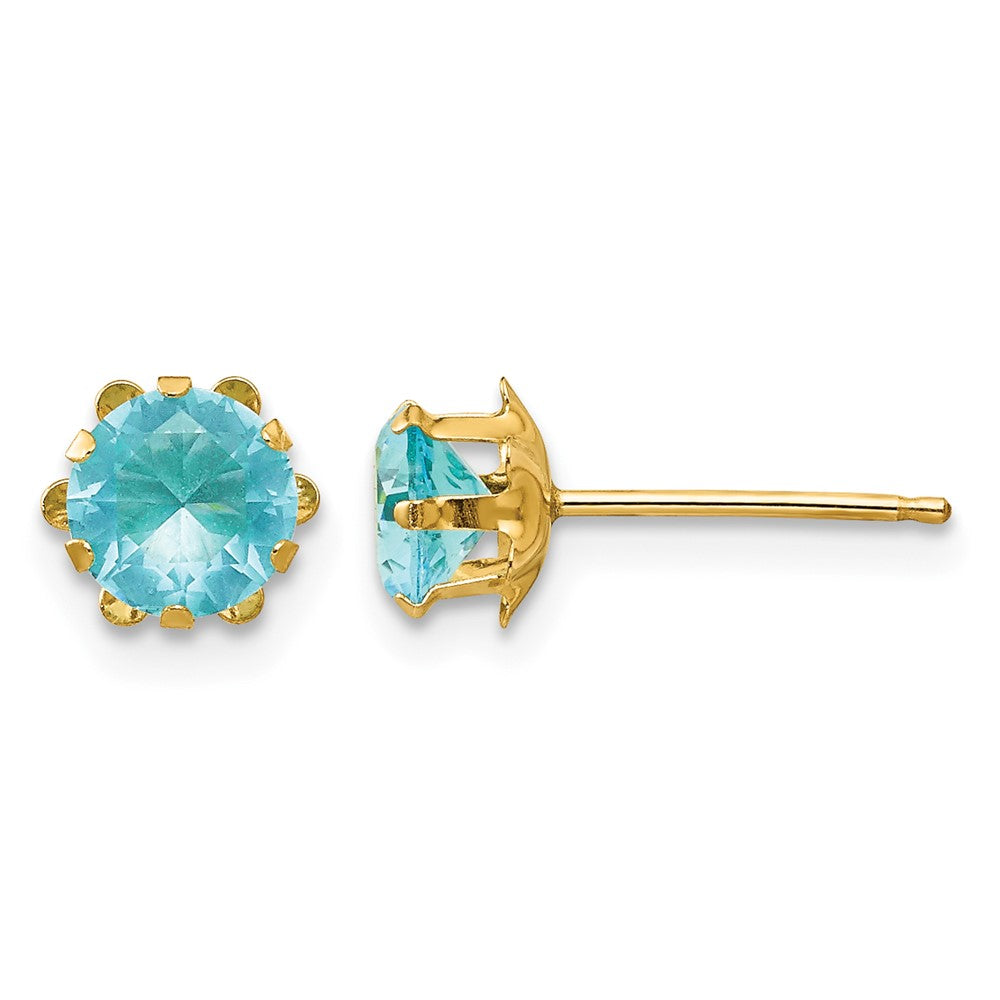 14k Madi K Round CZ March Birthstone Post Earrings