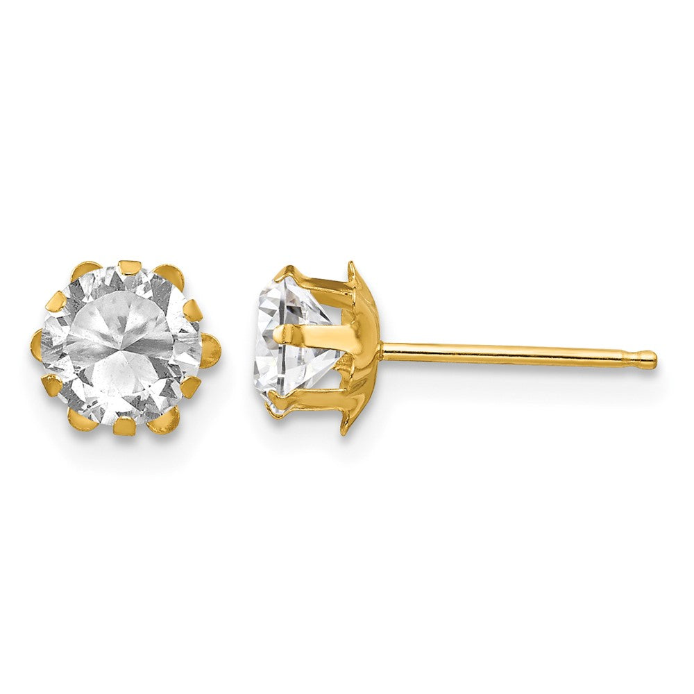 14k Madi K Round CZ April Birthstone Post Earrings