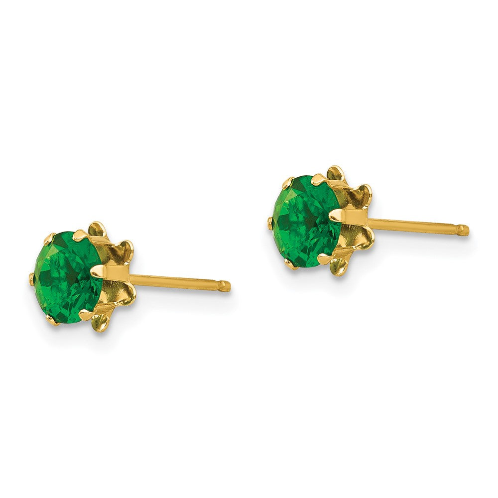 14k Madi K Round CZ May Birthstone Post Earrings
