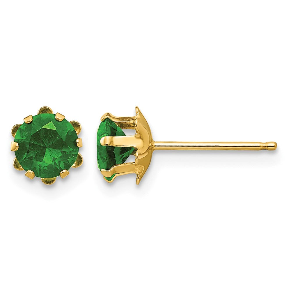 14k Madi K Round CZ May Birthstone Post Earrings