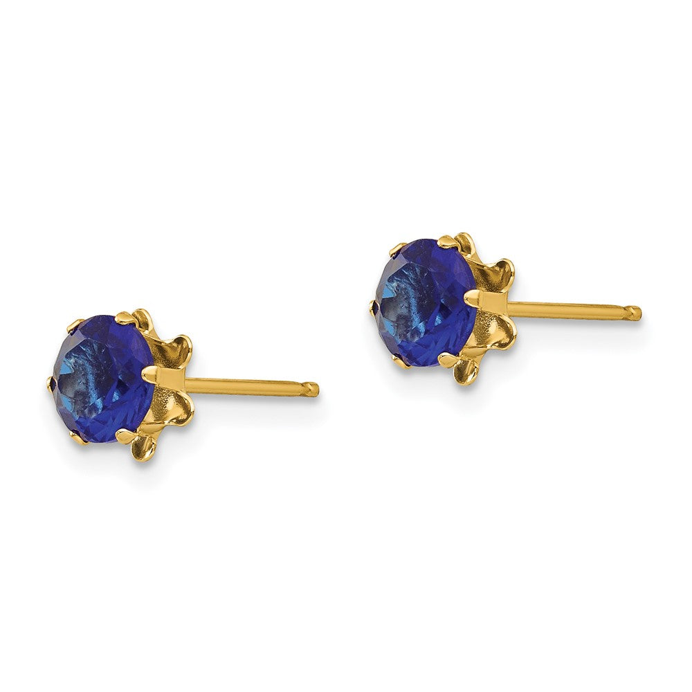 14k Madi K Round CZ September Birthstone Post Earrings