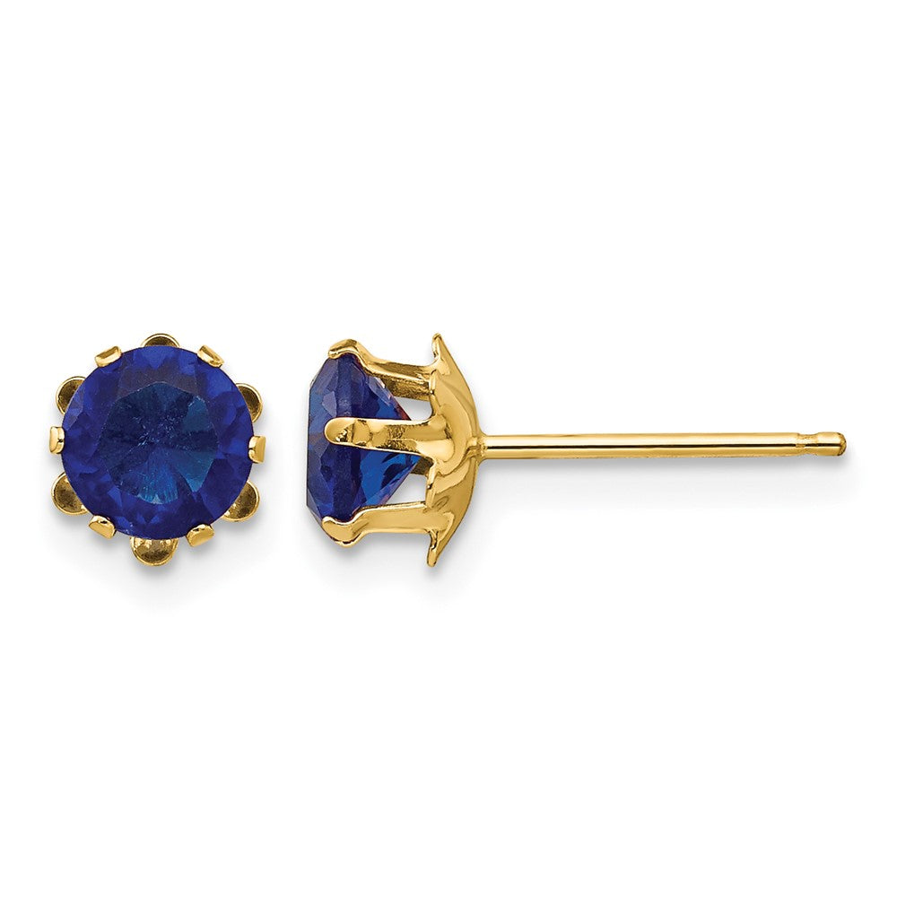 14k Madi K Round CZ September Birthstone Post Earrings