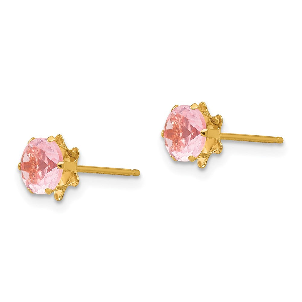 14k Madi K Round CZ October Birthstone Post Earrings
