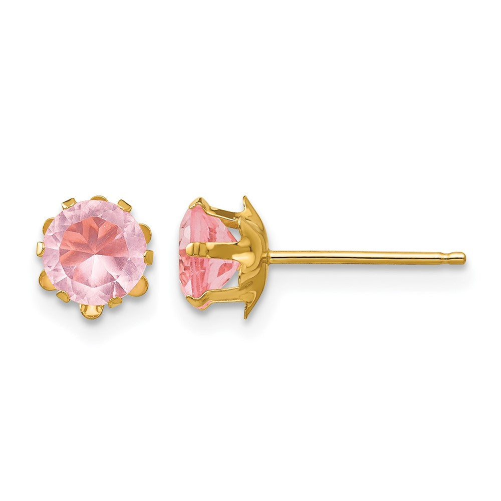 14k Madi K Round CZ October Birthstone Post Earrings