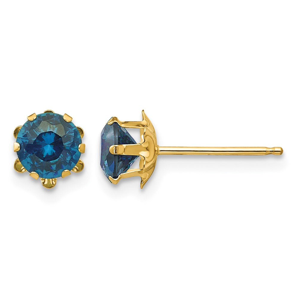 14k Madi K Round CZ December Birthstone Post Earrings