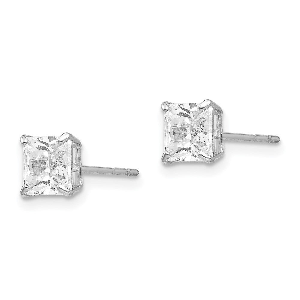 14k White Gold Madi K Square CZ Post Earrings