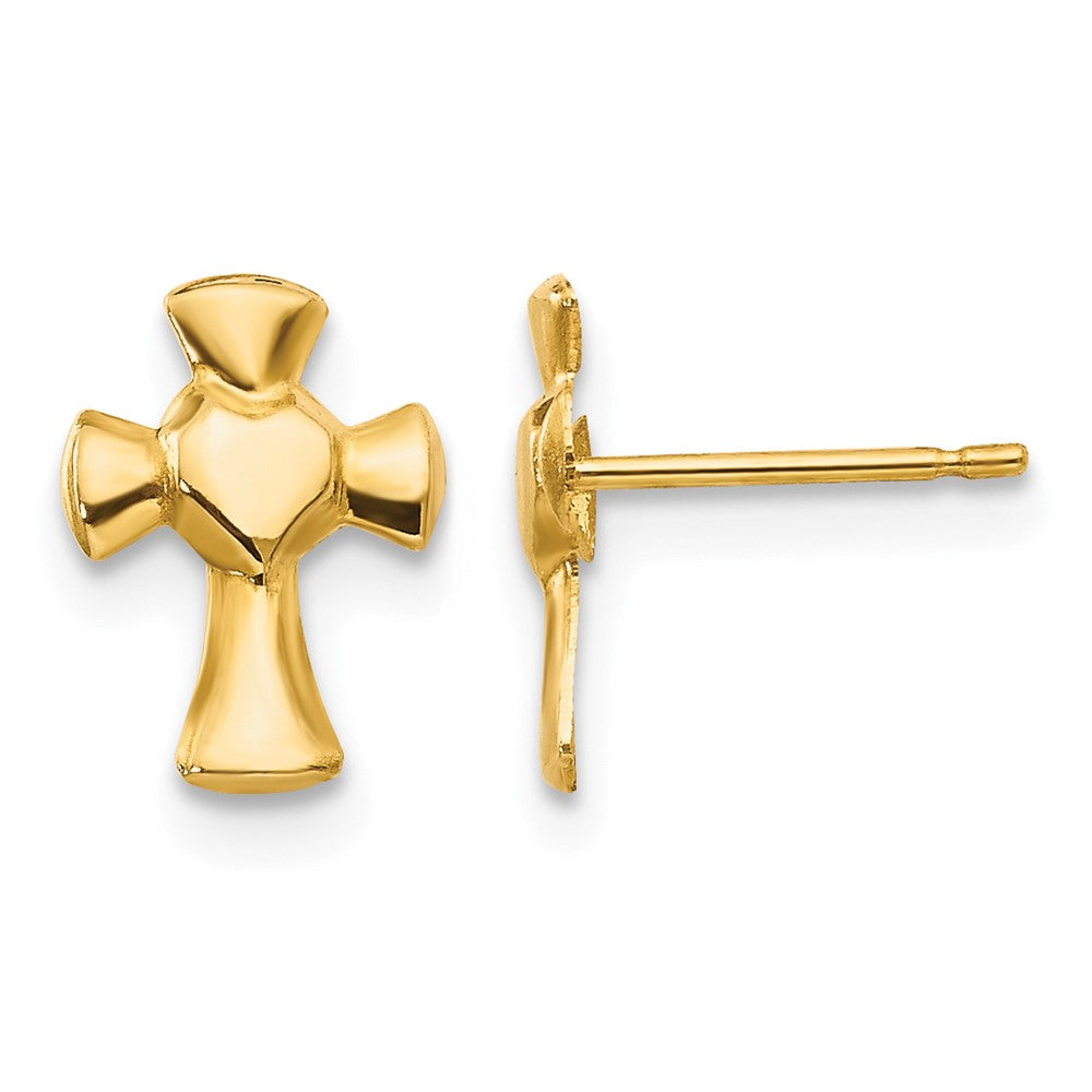 14k Madi K Heart Cross Childrens Post Earrings