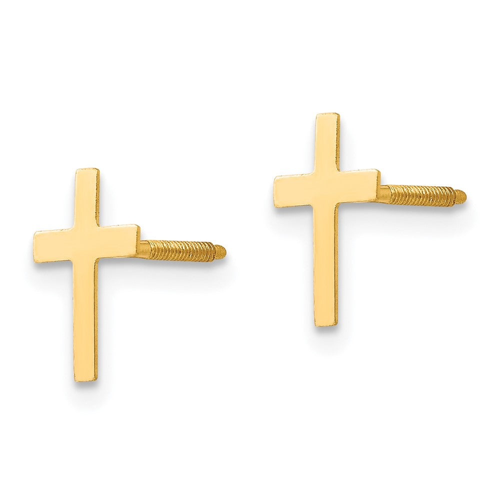 14k Madi K Cross Silicone Comfort Screwback Post Earrings