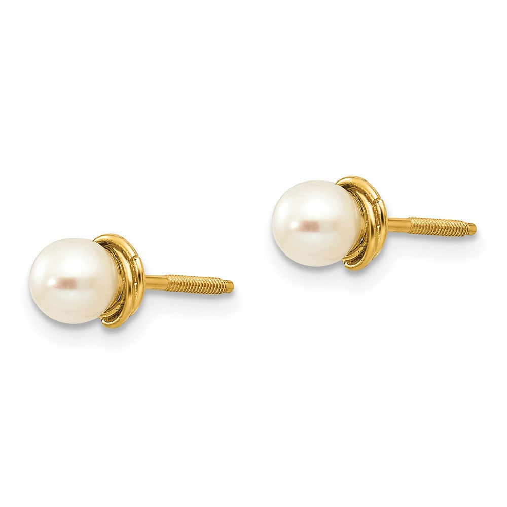14k Madi K 4- Semi-round Freshwater Cultured Pearl Love Knot Screwback Post Earrings