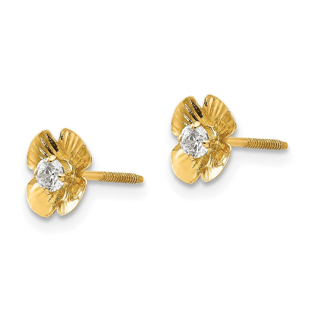 14k Madi K Flower CZ Childrens Post Earrings