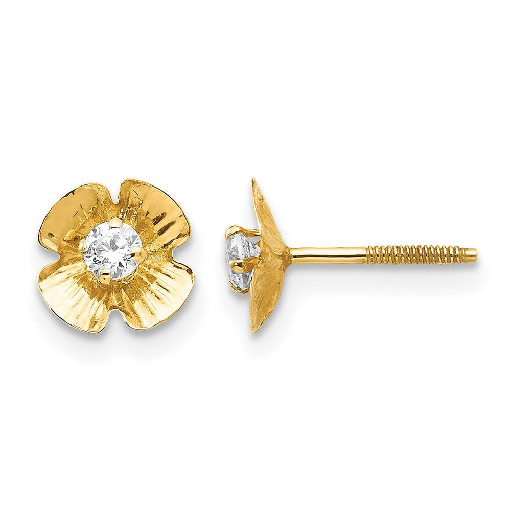 14k Madi K Flower CZ Childrens Post Earrings