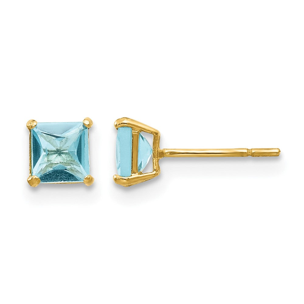 14k Madi K Square Blue Topaz Post Earrings