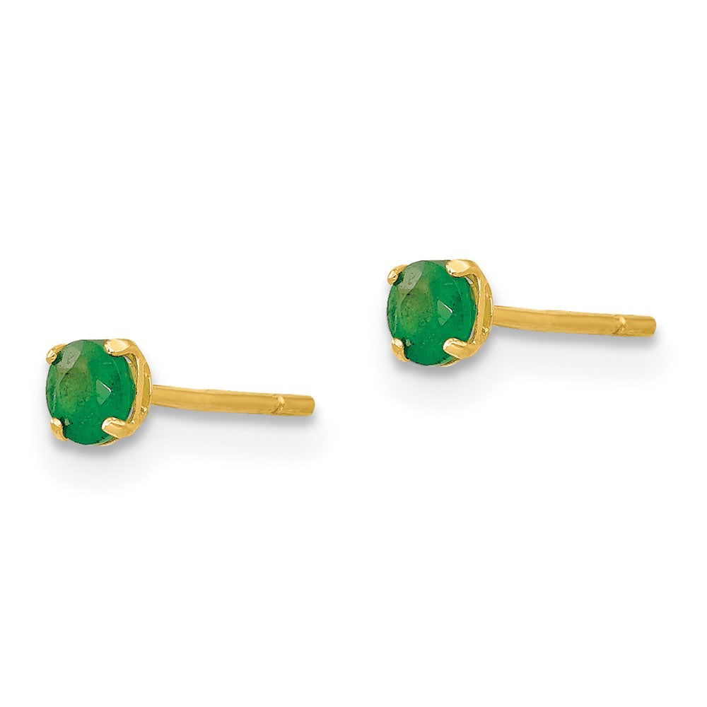 14k Madi K Round Emerald Post Earrings