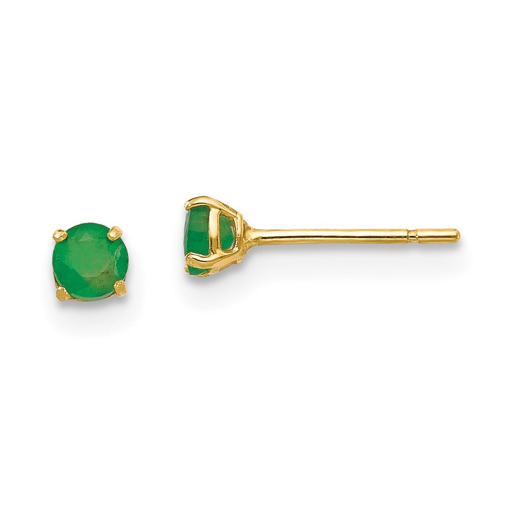 14k Madi K Round Emerald Post Earrings