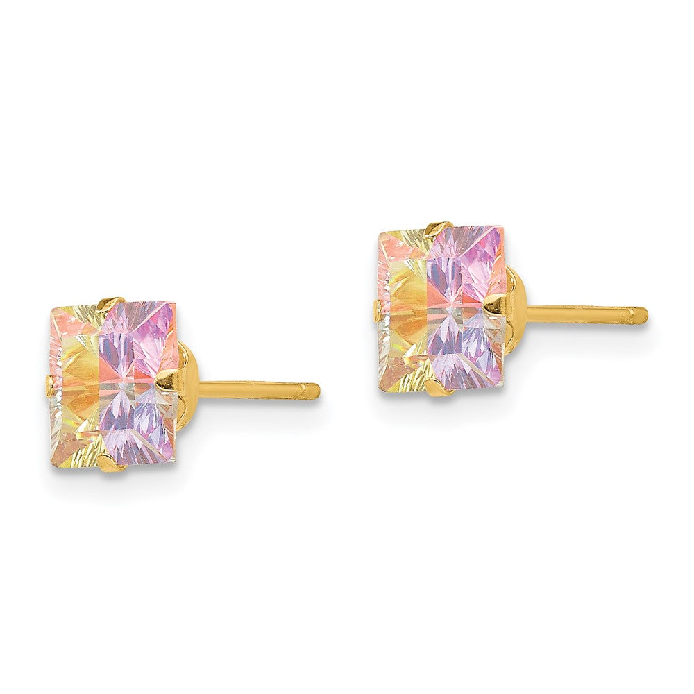 14k Madi K Square Multi-color CZ Post Earrings