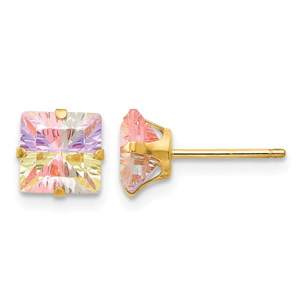14k Madi K Square Multi-color CZ Post Earrings