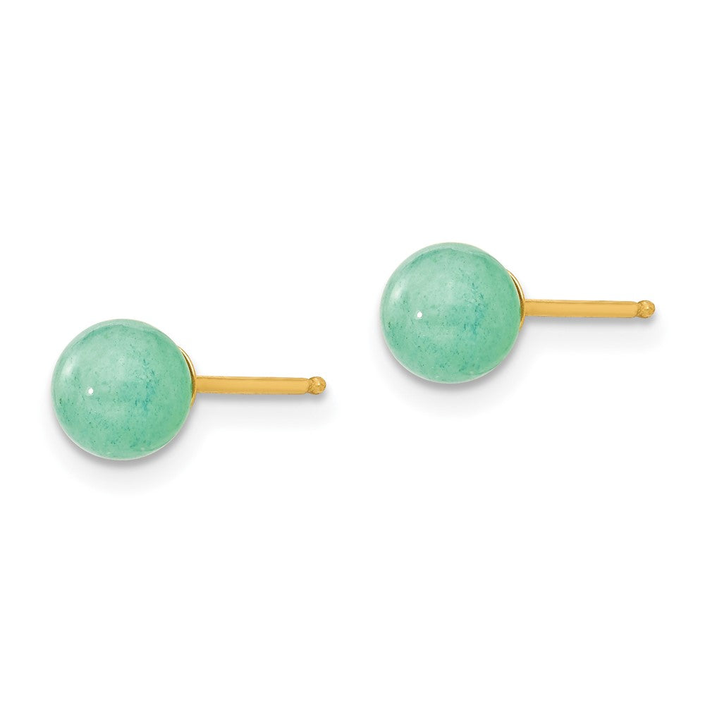 14k Madi K Round Green Natural Stone Post Earrings