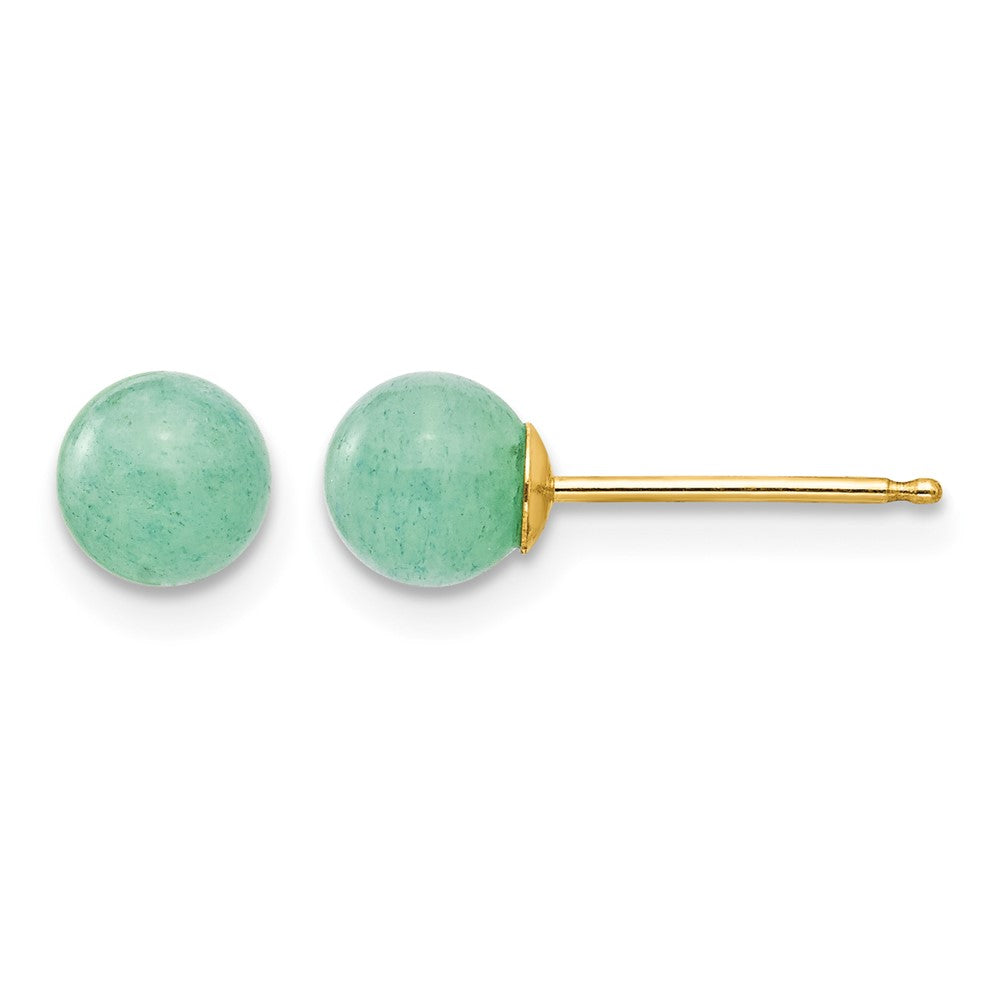 14k Madi K Round Green Natural Stone Post Earrings