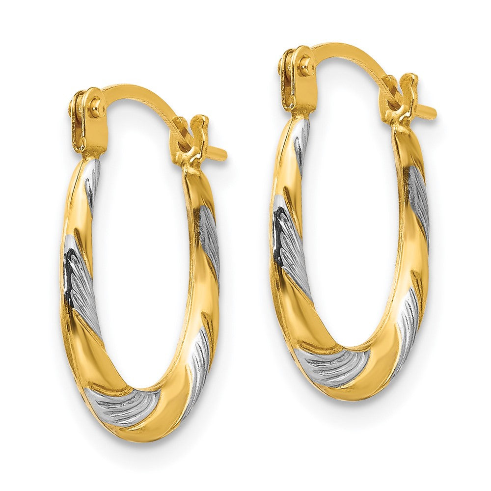14k and White Rhodium Madi K 2x Twist Oval Hoop Earrings