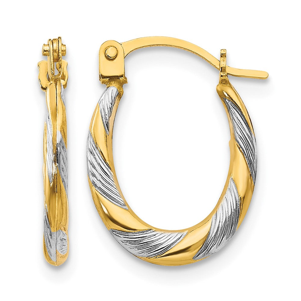 14k and White Rhodium Madi K 2x Twist Oval Hoop Earrings