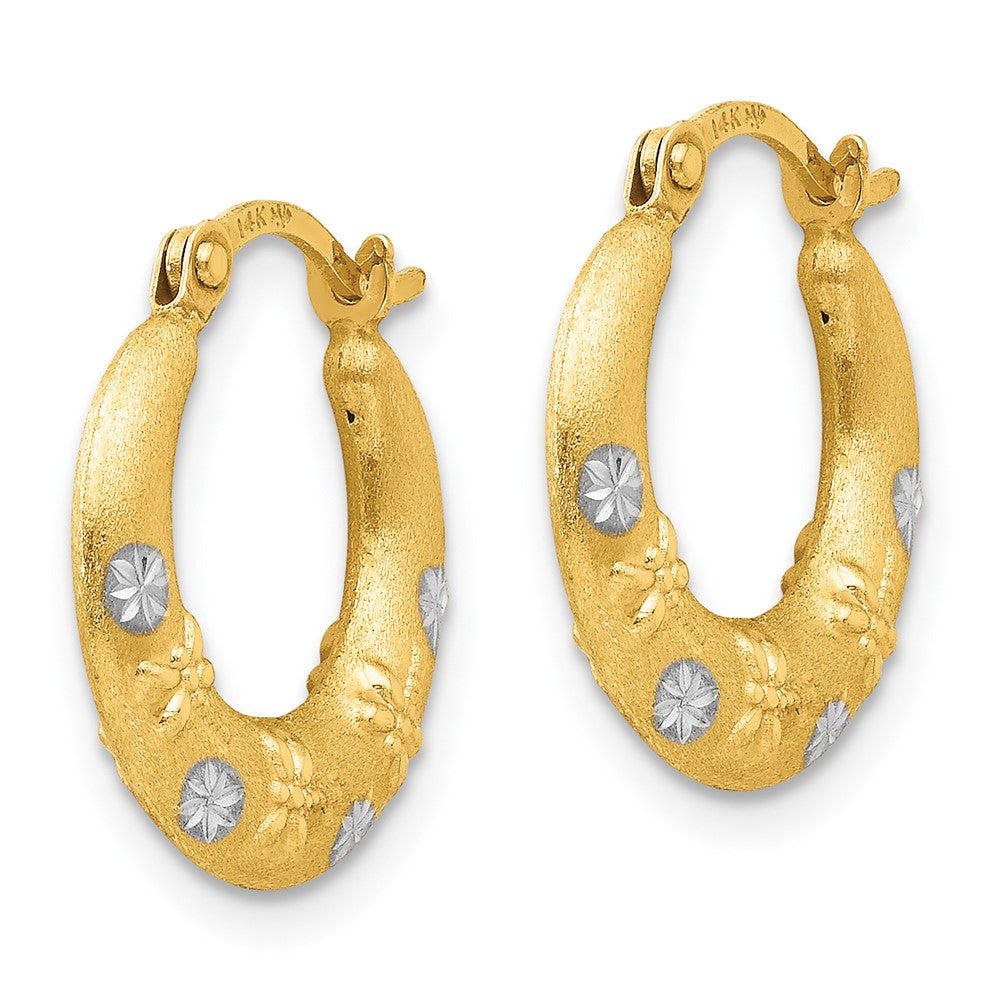 14K and White Rhodium Madi K 3x Diamond-cut Hoop Earrings