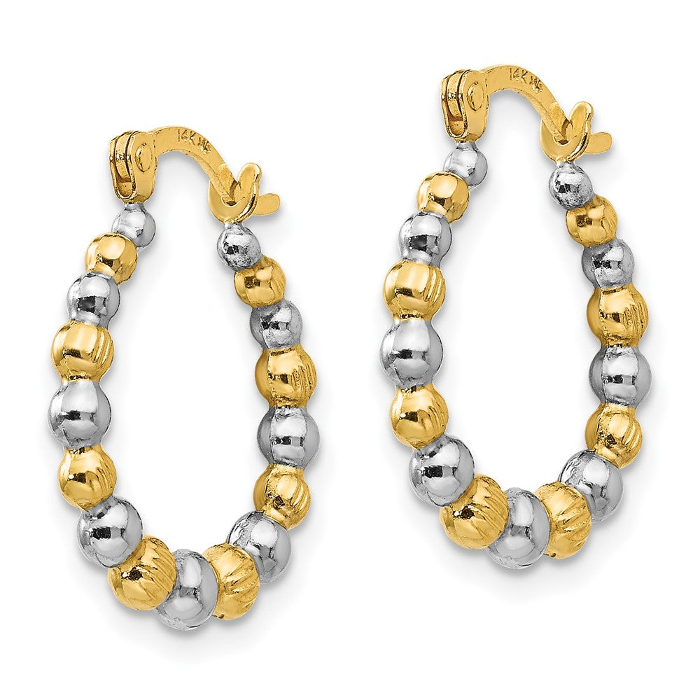 14K and White Rhodium Madi K 2x Beaded Hoop Earrings