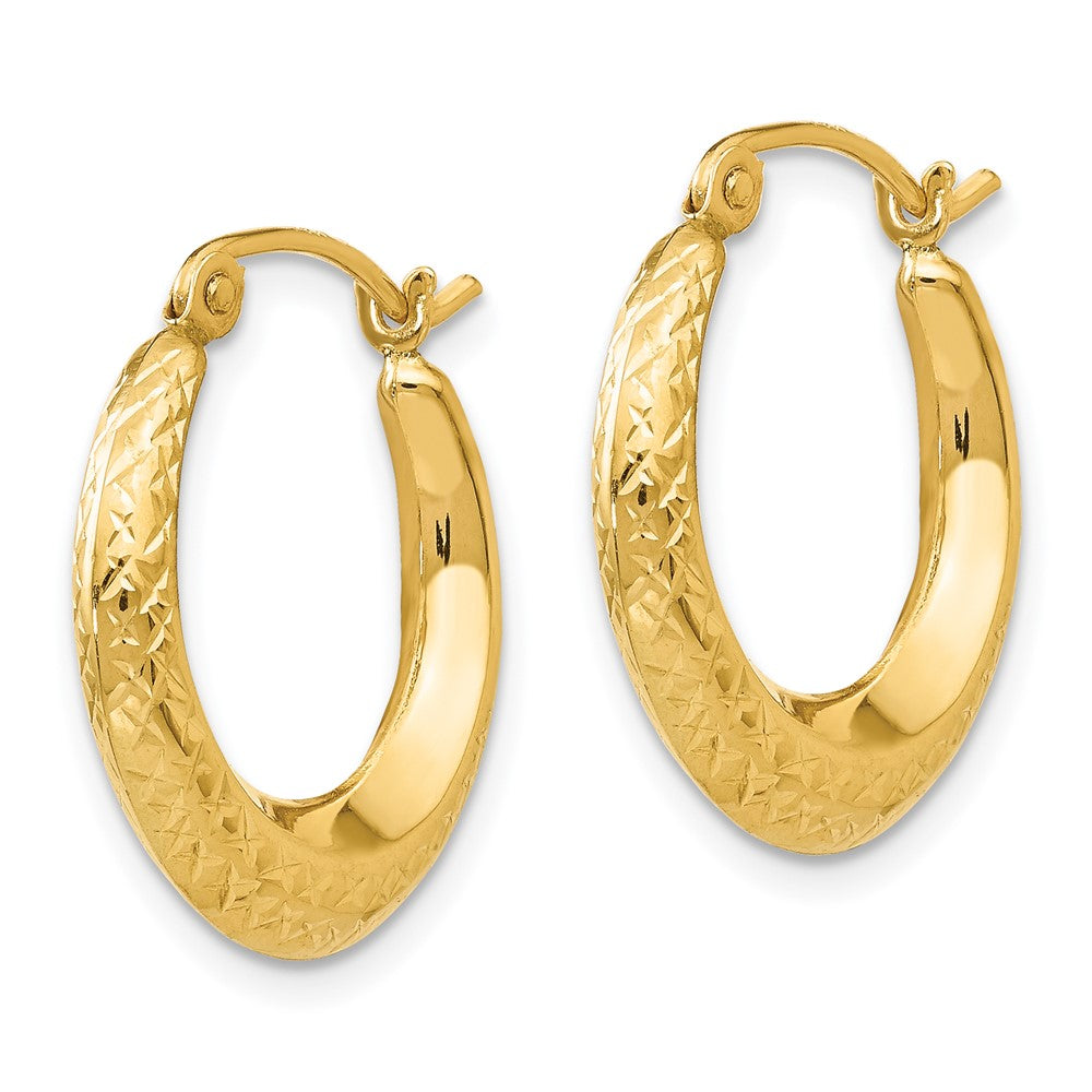 14k Madi K Textured 3x Hollow Hoop Earrings