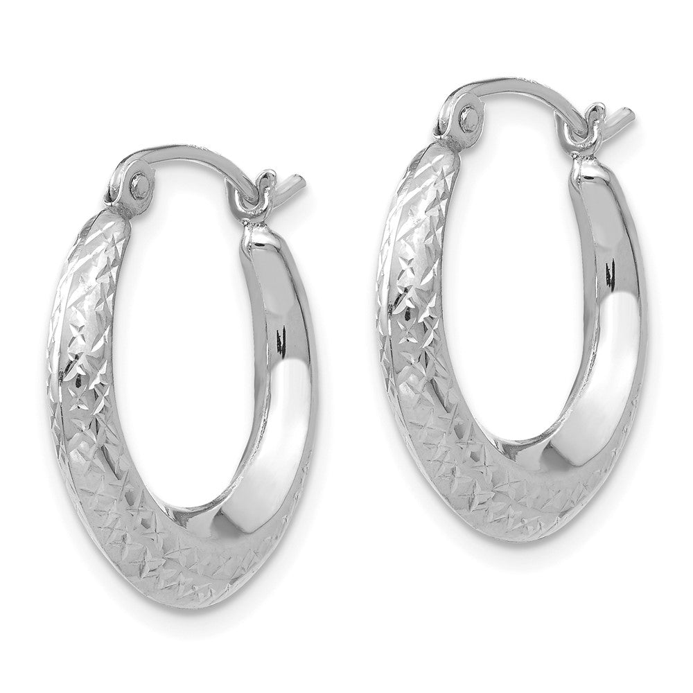 14K White Gold Madi K Textured 3x Hollow Hoop Earrings