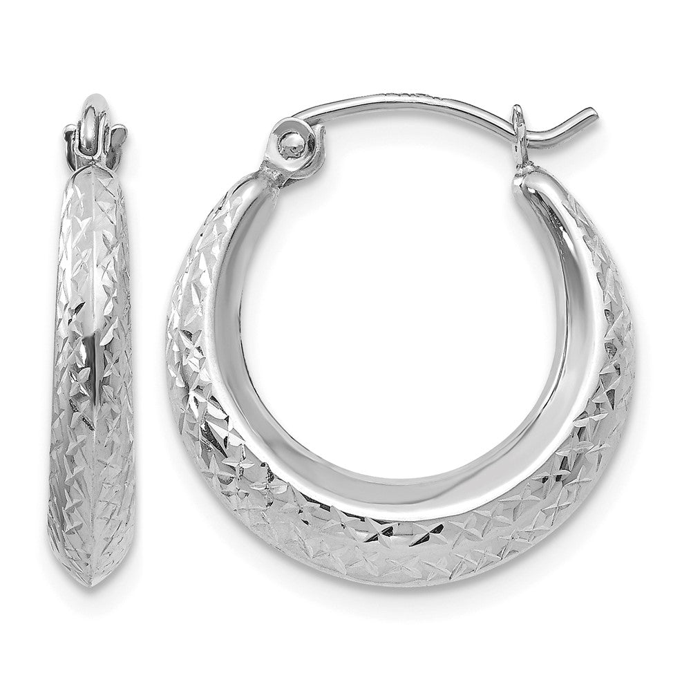 14K White Gold Madi K Textured 3x Hollow Hoop Earrings