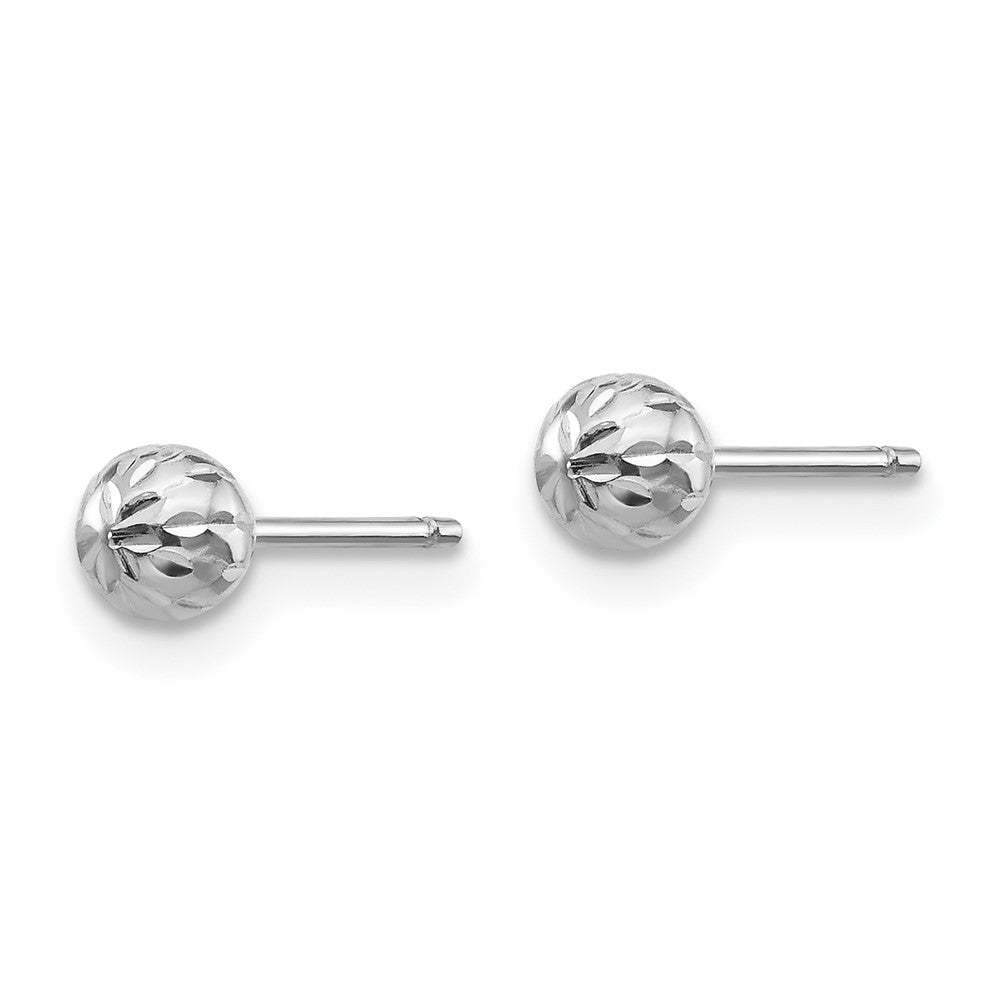 14K White Gold Madi K Diamond-Cut Ball Post Earrings