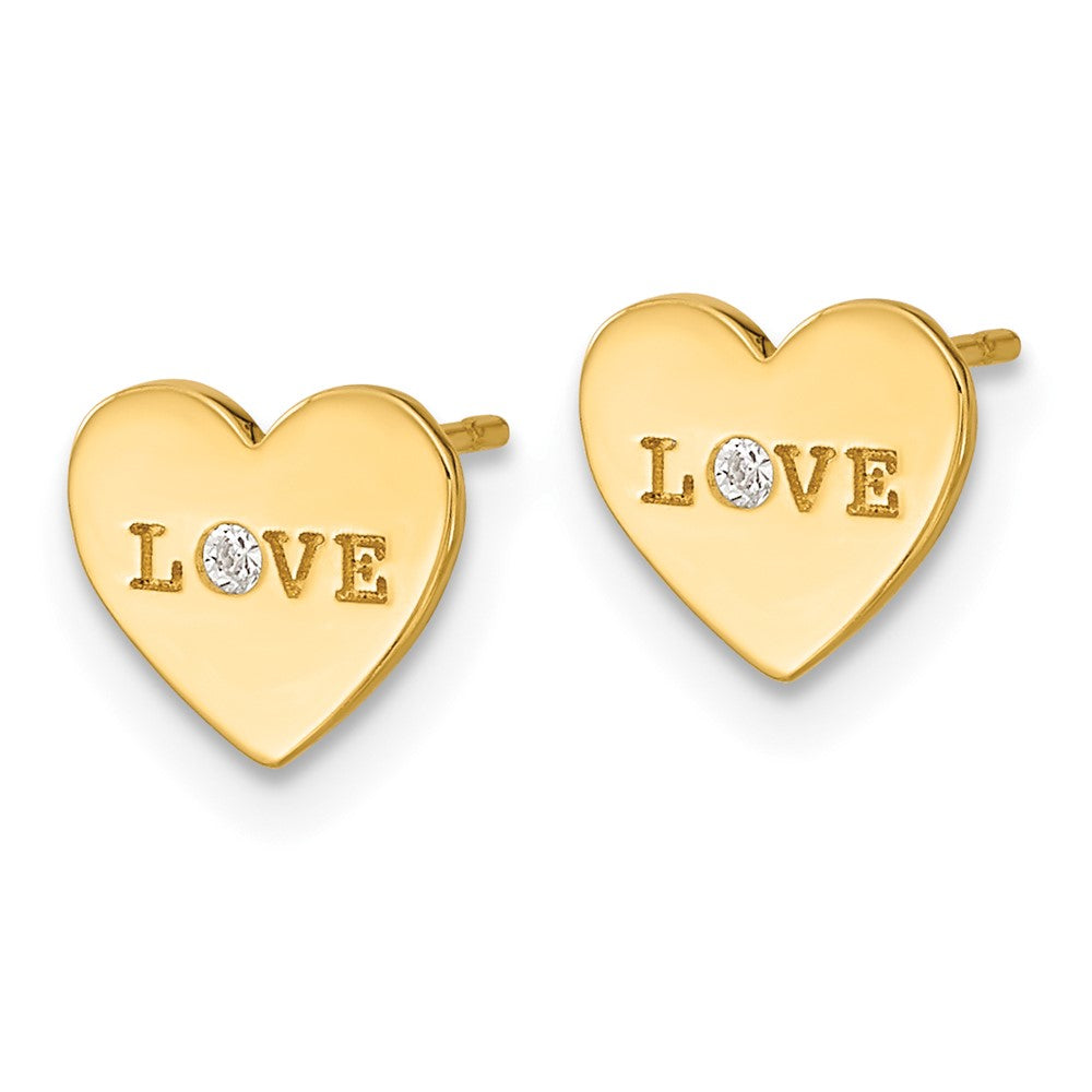 14k Madi K Polished Love CZ Heart Childrens Post Earrings