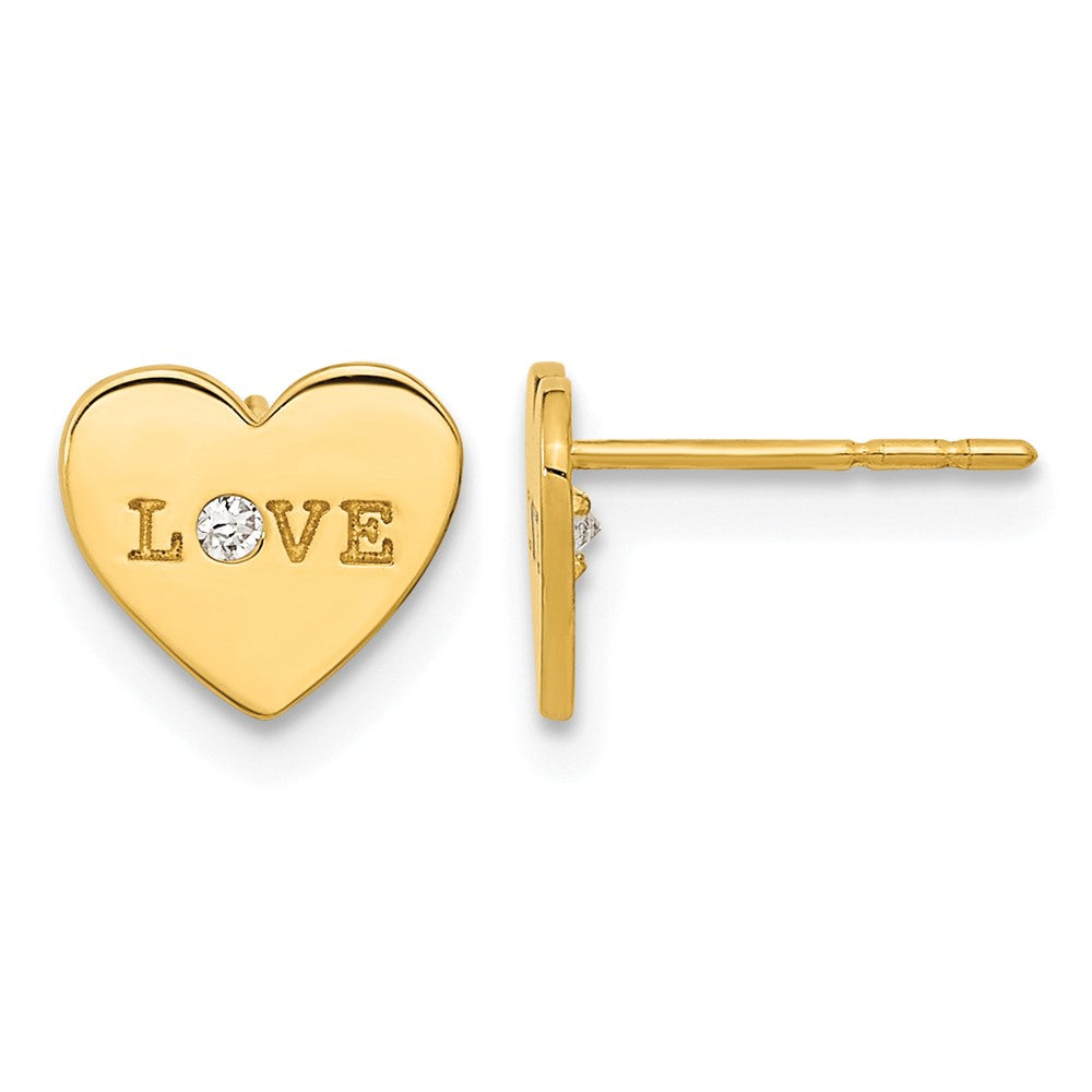 14k Madi K Polished Love CZ Heart Childrens Post Earrings