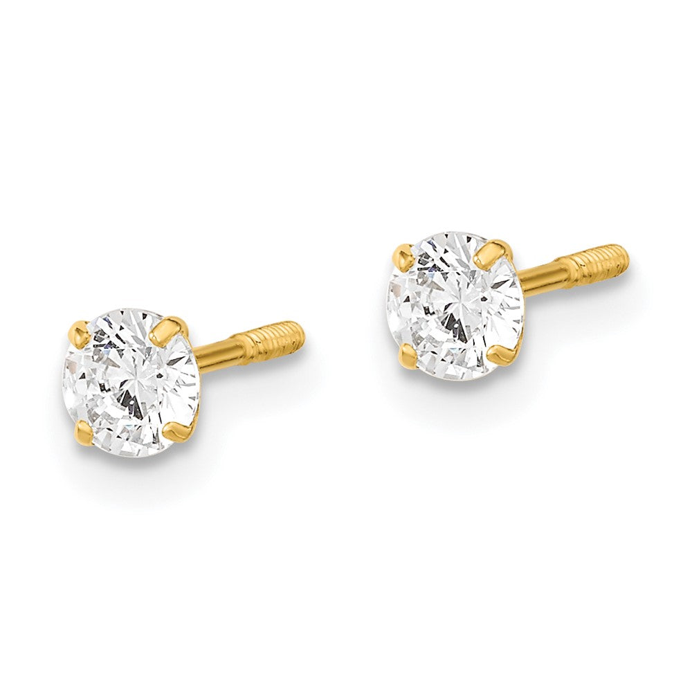 14k Madi K Polished Reversible Ball and CZ Screwback Post Earrings