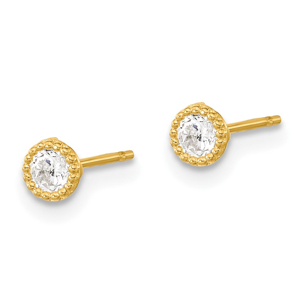 14k Madi K Round CZ Milgrain Bezel Post Earrings