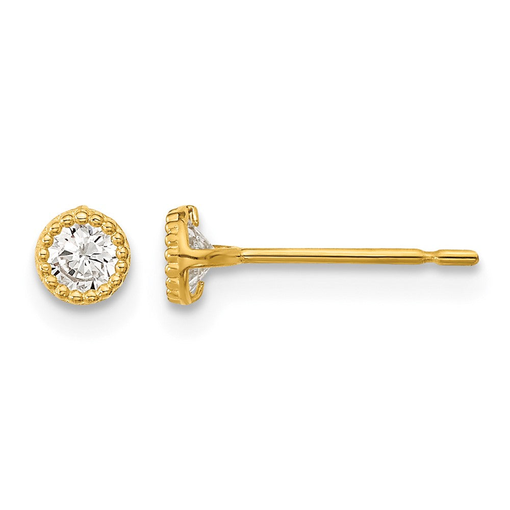 14k Madi K Round CZ Milgrain Bezel Post Earrings