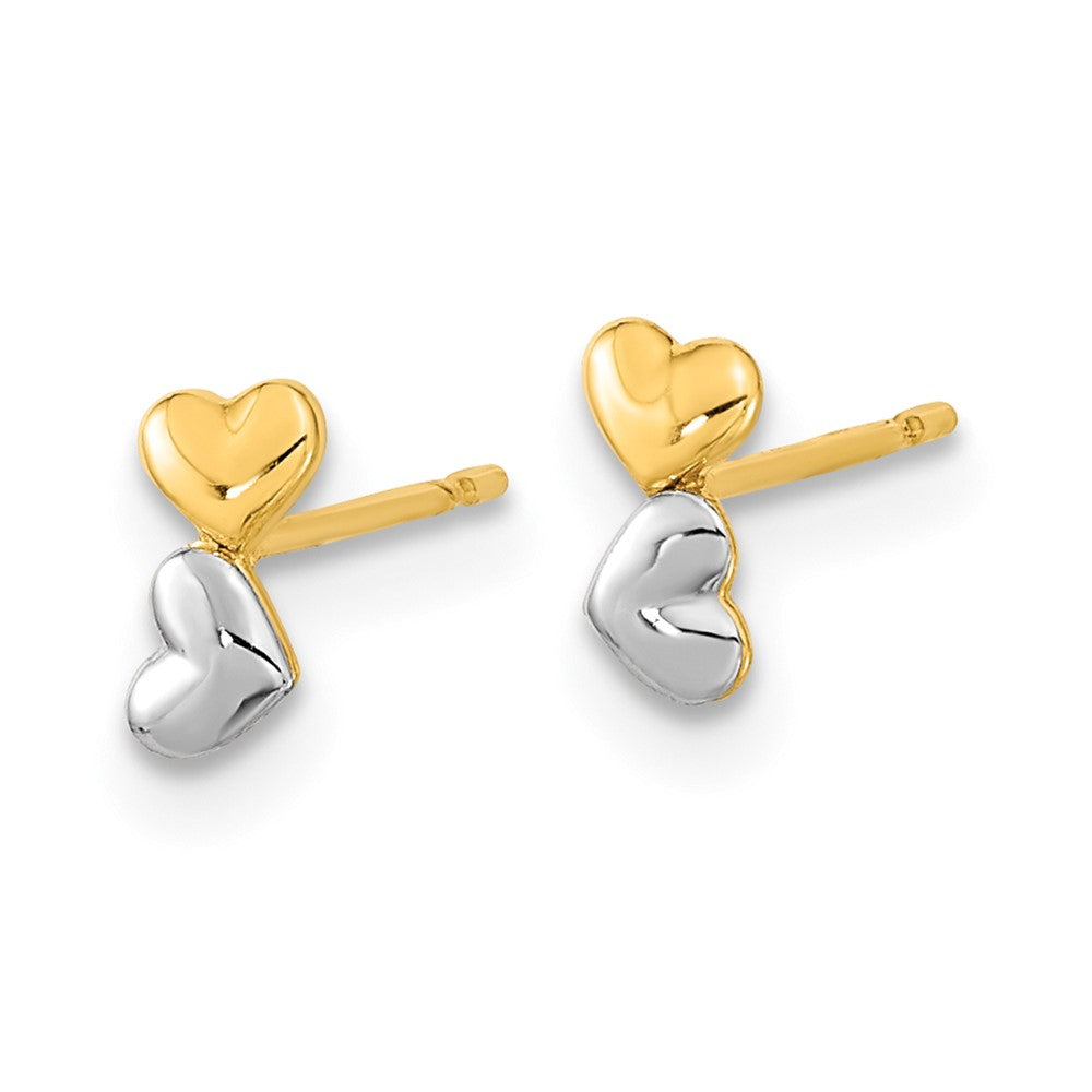 14k Madi K Two-tone Double Heart Post Earrings