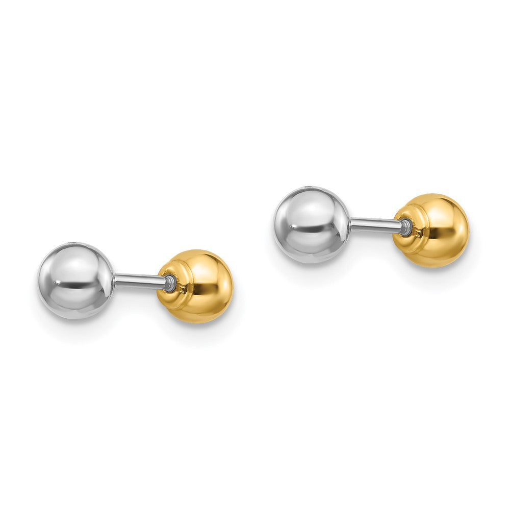 14k Two-tone Madi K Reversible Ball Screwback Post Earrings