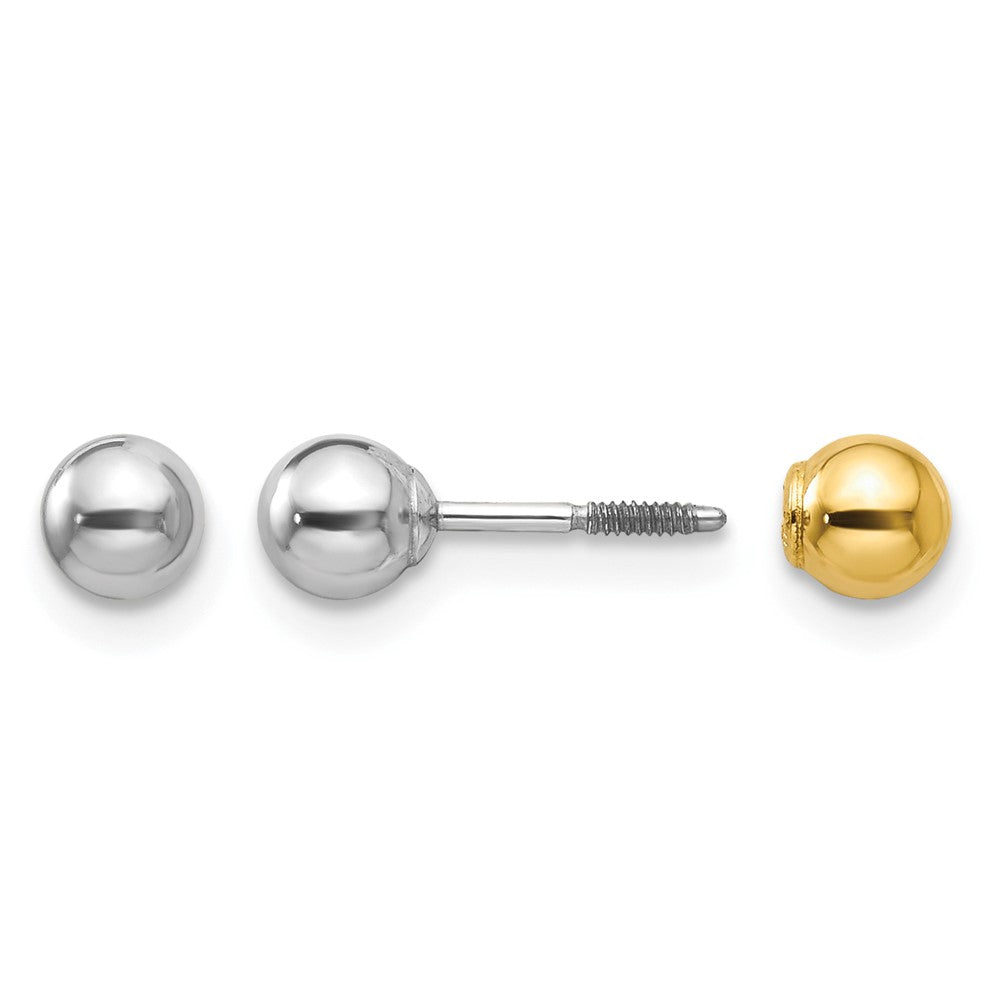 14k Two-tone Madi K Reversible Ball Screwback Post Earrings