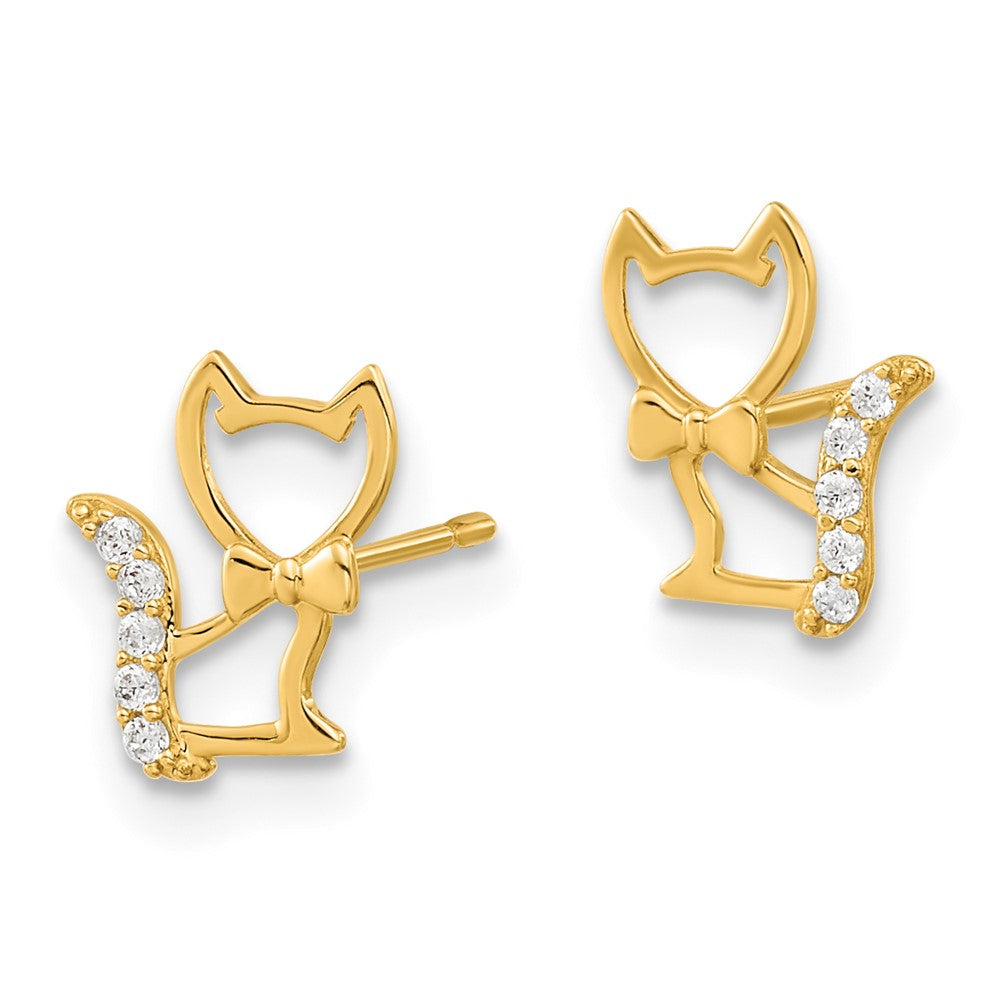 14k Madi K Kitten with CZ Tail Post Earrings