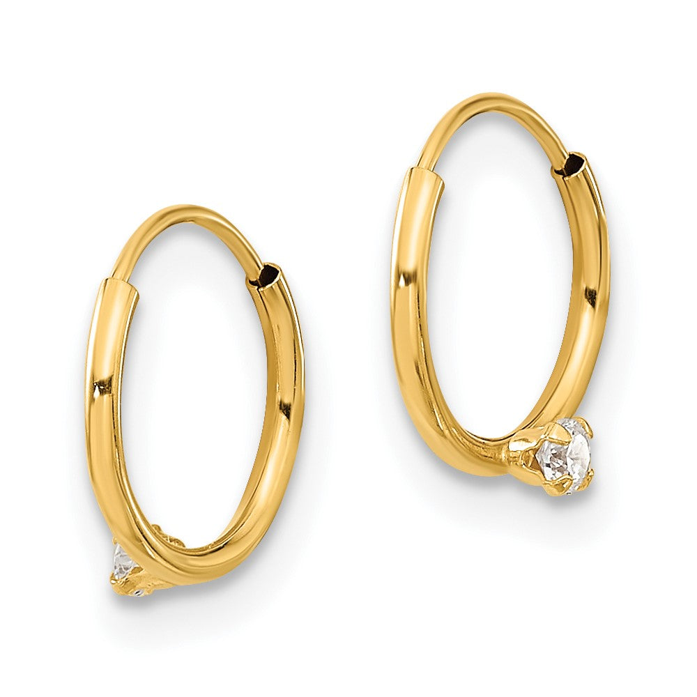 14k Madi K Polished CZ on Small Endless Hoops
