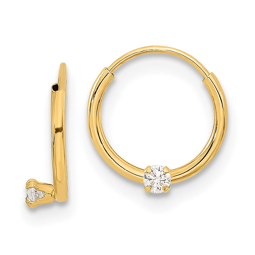 14k Madi K Polished CZ on Small Endless Hoop Earrings