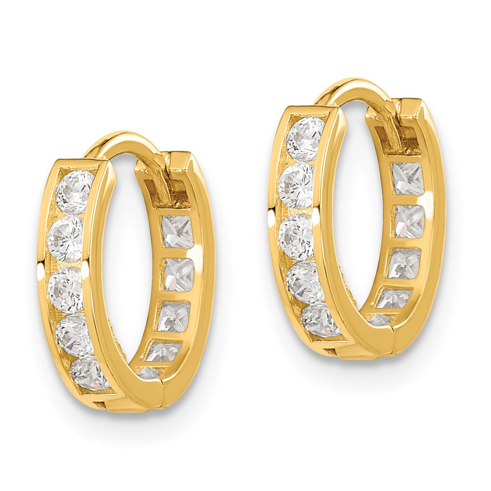 14k Madi K Round/Square CZ Reversible 2.5x Hinged Hoop Earrings