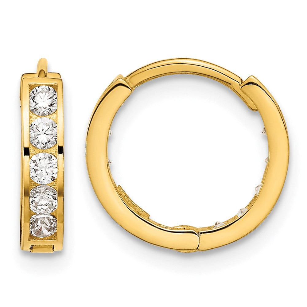 14k Madi K Round/Square CZ Reversible 2.5x Hinged Hoop Earrings
